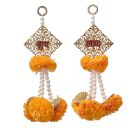 Decorative Shubh Labh Door Side Hangings for Home Decoration (10 Inch, Yellow) 