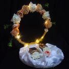 engagement ring platter - beige and white flowers with LED - side view