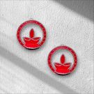 diya shaped wooden wall mounted diya stand - set of 2 hanging on wall 