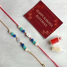 Metal Charm Evil Eye Rakhi Set for Bhaiya and Bhabhi 