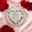 floral heart embroidery hoop art - top view