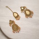 mirror earring and maangtika set