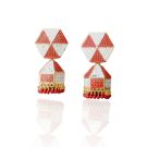 geometric meenakari jhumka earrings - red jhumkas