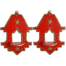 Jharokha Style Wooden Door Side Hanging for Diya - Set of 2