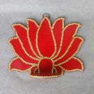 red lotus shaped wall mounted diya stand - wooden 