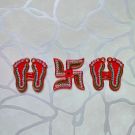 Laxmi Charan & Swastik Set (Acrylic stickers, Red)
