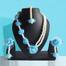 flower jewellery set for women blue colour - lifestyle image