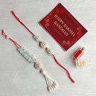 Light Blue Meenakari Bhaiya Bhabhi Rakhi Set | Craftcart