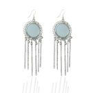 Dangler mirror earrings on white background