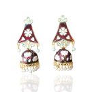 Jaipuri Kundan Meenakari Jhumka Earrings