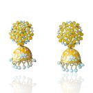 yellow meenakari jhumka earrings