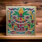 Meenakari Wooden Chowki for Pooja - 6*6 inches