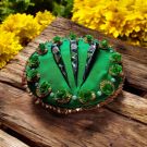 Handcrafted Emerald Green Floral Mehendi Platter - 10 inches