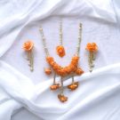 peach flower jewellery set