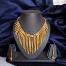 Beaded Waterfall Necklace Set - Golden