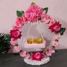 baby pink floral swing style engagement ring platter