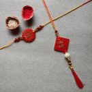 red resin rakhi for bhaiya bhaiya