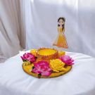rose haldi platter for haldi ceremony - side view