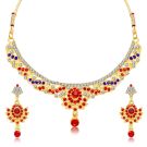 sukkhi's gold plated necklace set | golden necklace set for women with red stone