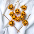 bridal floral jewellery set - necklace, earrings, maangtika, haathful