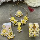 Yellow Mirror & Kaudi Jewellery Set for Haldi