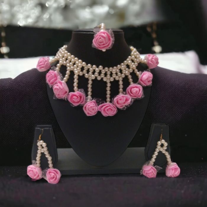 baby pink flower jewellery set - lifestyle image