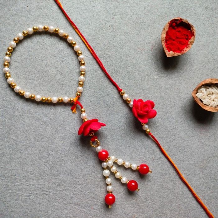 pearl beads bhaiya bhabhi rakhi