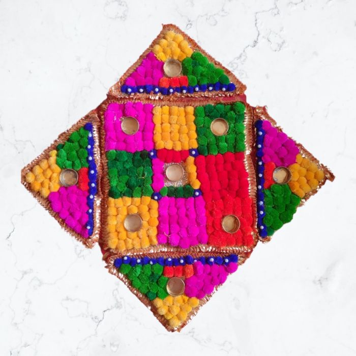 pom pom rangoli mats