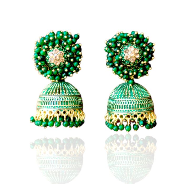 green jhumka earrings for women under 200
