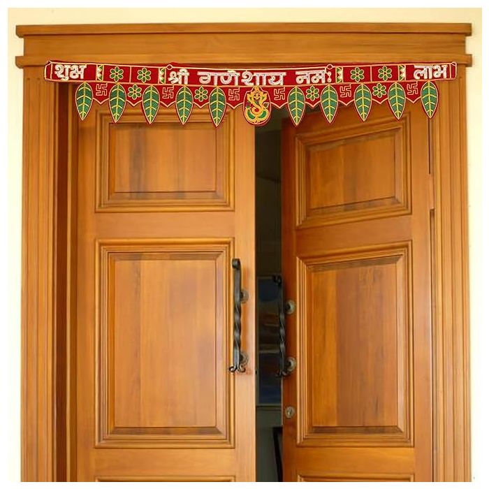 traditional kuchi work fabric toran hanging on main door 