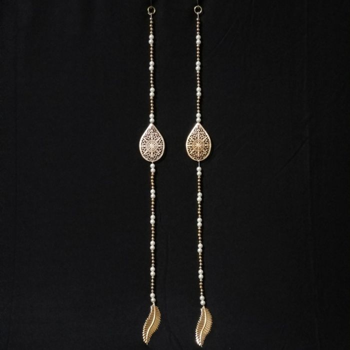 metal leaf and pearl door side hangings - half size
