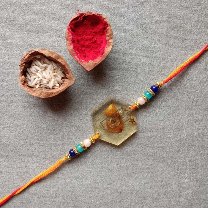 hexagon shaped bhai bhaiya resin rakhi for brother