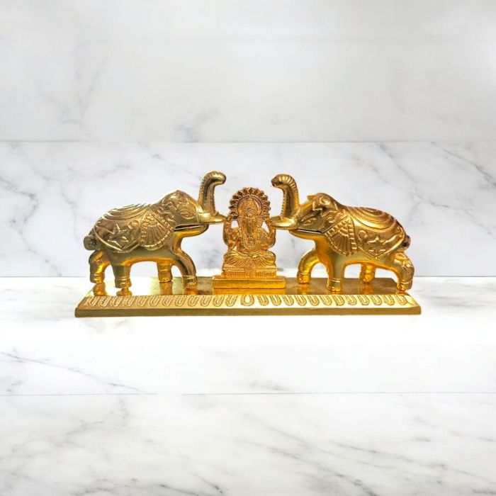 oxidized white metal haldi kumkum box - golden