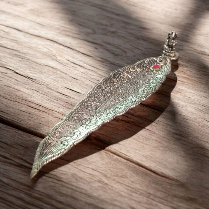 brass agarbatti stand - incense stick holder - silver