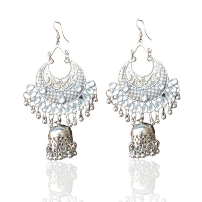 silver chandbali earrings for women