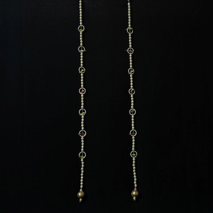 parrot and pearl door side hangings - set of 2