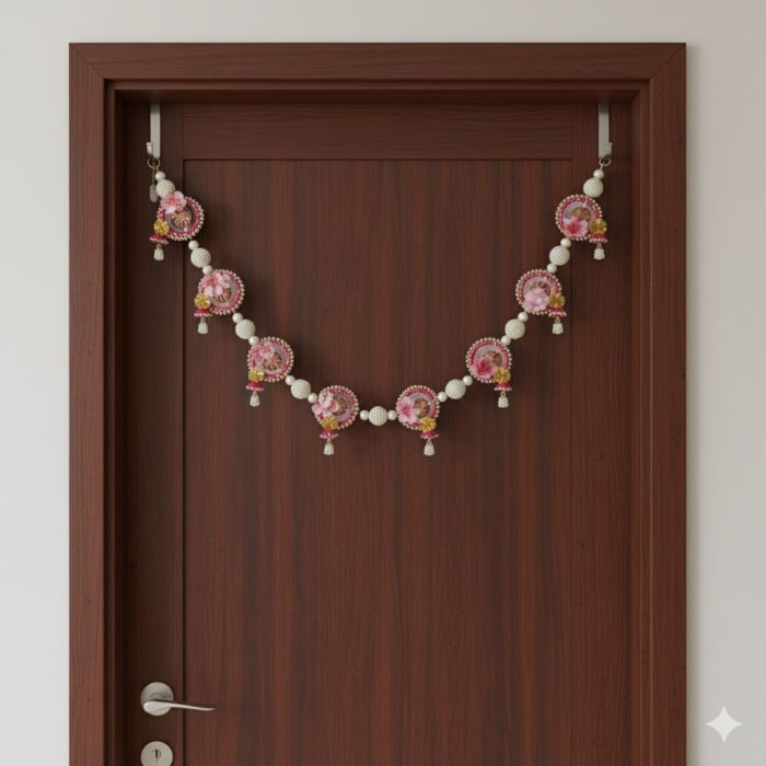 Pink pearl and floral toran - pearl toran hanging on door 