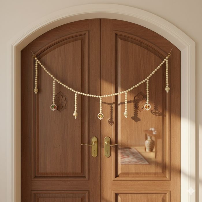 Pearl Toran for Main Door hanging on door 