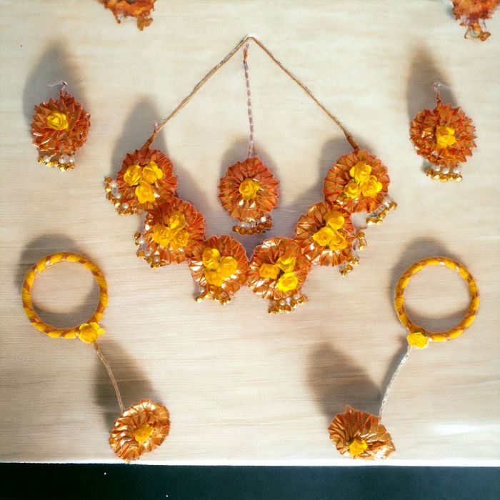 gota patti flowers jewellery set bridal