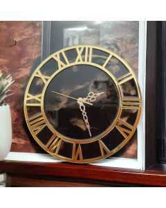 Black & Golden Resin Wall Clock for Living Room