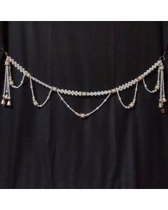 Knotted Pearl Toran with Bells and Beaded Accents