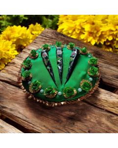 Handcrafted Emerald Green Floral Mehendi Platter - 10 inches