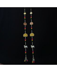 cow pichwai, lotus and pompom door side hangings 