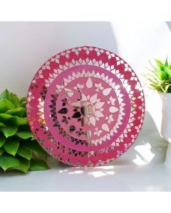 Handcrafted Pink Mandala Mirror Mosaic Art - 11 Inches, Pink