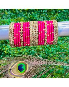 Pink silk thread bangle set