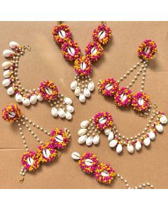 Pink Yellow Shell Jewellery for Haldi