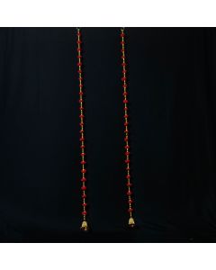 Handcrafted Red Pom-Pom & Gold Bead Door-Side Hangings &ndash; Festive Latkan (Pair)