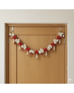 red white artificial flower toran for door