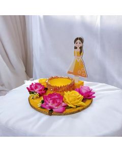 rose haldi platter for haldi ceremony - side view