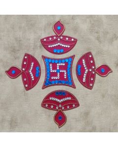 Handcrafted Swastik & Diya Acrylic Rangoli | Ready Rangoli